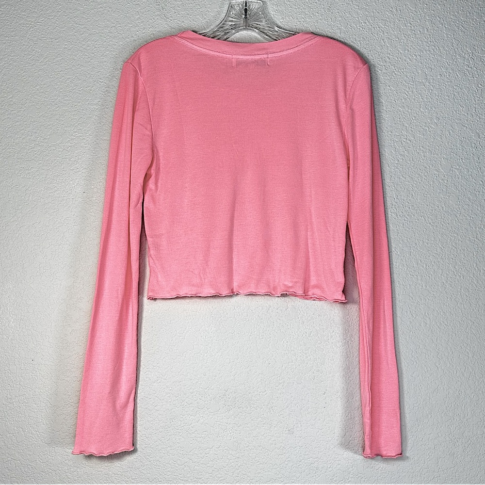 NWOT Wildfox REN Flirt Long Sleeve Crop Top Ruffled Hems Sz Large - Picture 2 of 9